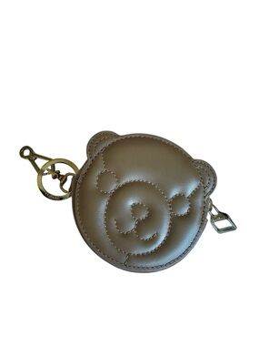 Max Mara Brown Bear Coin Pouch Keychain with Gold Hardware new No tag